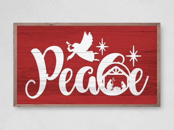 Christmas Peace Wood Sign, Winter Santa Art Print
