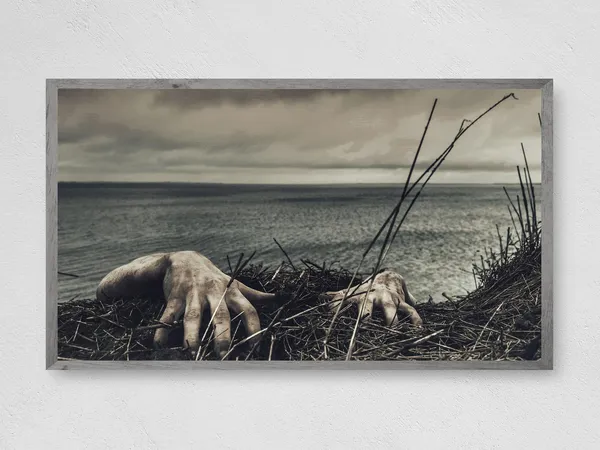 Zombie Scare Halloween Art Print, TV Display