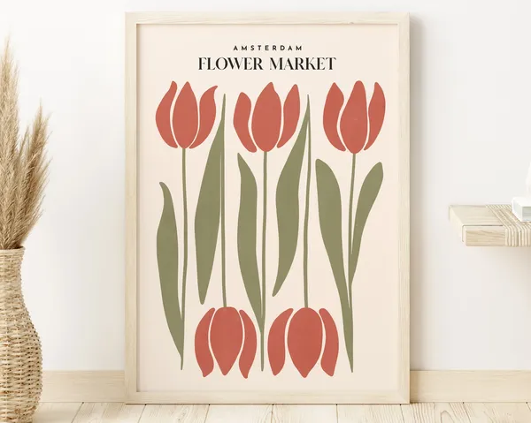 Amsterdam Flower Market Boho Botanical Poster
