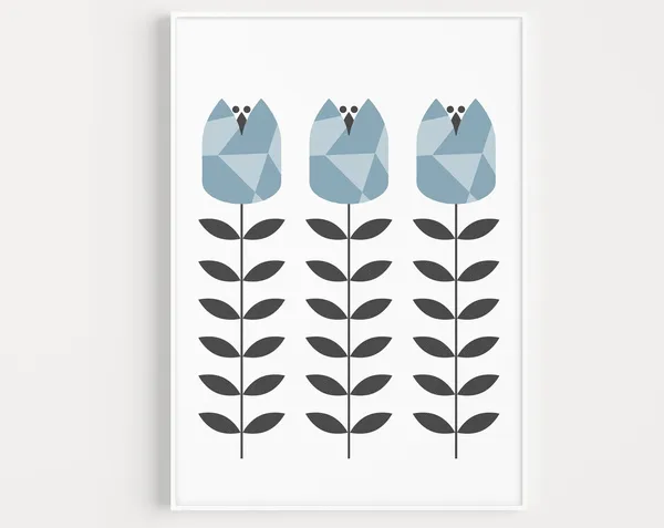 Folk Flower Minimalist Scandinavian Art Print