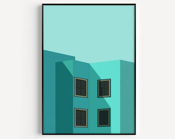 Architecture House Green Poster, Modern Minimalist