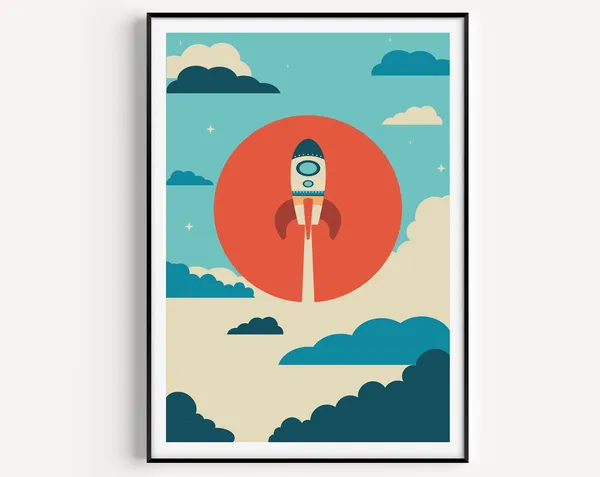 Space Nursery Wall Art Print for Boys' Rooms