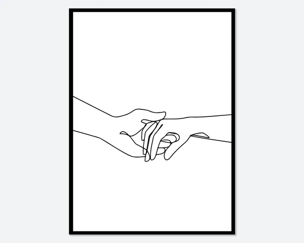 Couple Holding Hands Line Art, Minimalist Love Poster