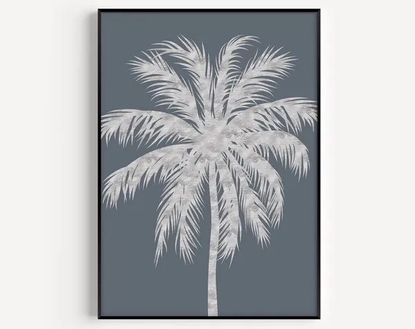 Palm Tree Blue Botanical Scandinavian Minimalist Art Print