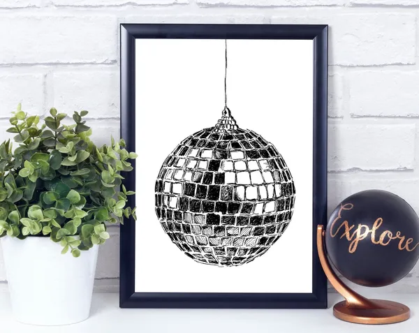 Mirror Ball Disco Ball Poster Print, Dorm Room Decor