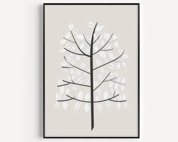 Tree Art Print, Minimalist Scandinavian Modern