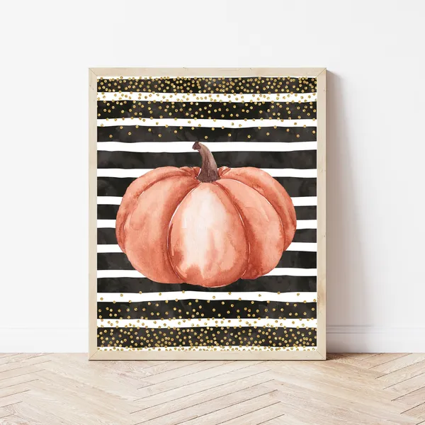 Halloween Pumpkin Sign Decor, Farmhouse Autumn Art Print