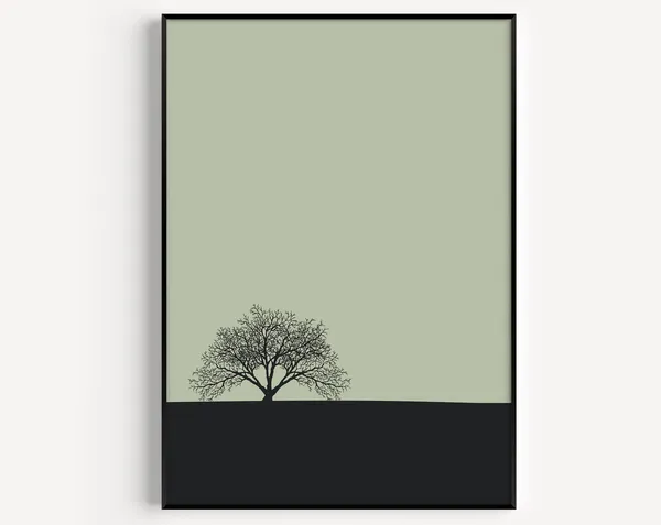 Tree Print Art, Minimalist Scandinavian Modern