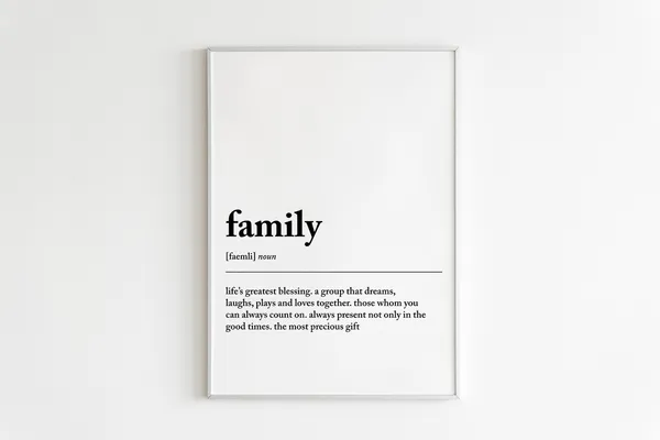 Family Definition Minimalist Quote Wall Art Print