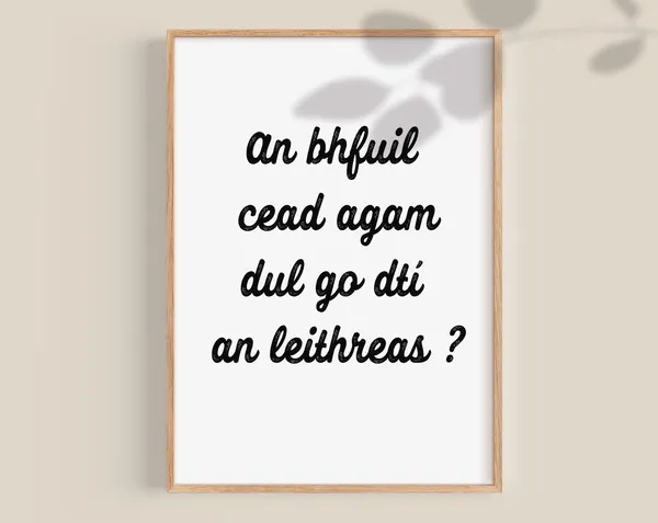 An Bhfuil Cead Agam Funny Irish Bathroom Art Print