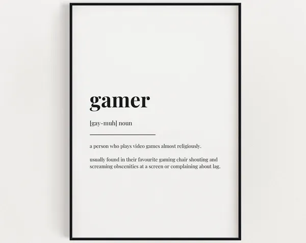 Gamer Definition Humor Gift for Gamer Poster Print