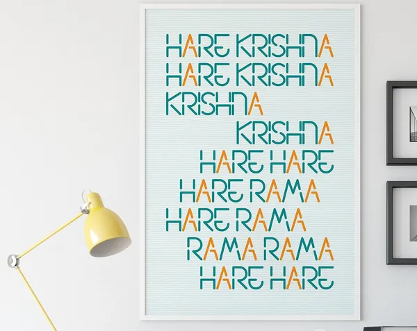 Indian Hindu Desi Hare Krishna Mantra Art Print