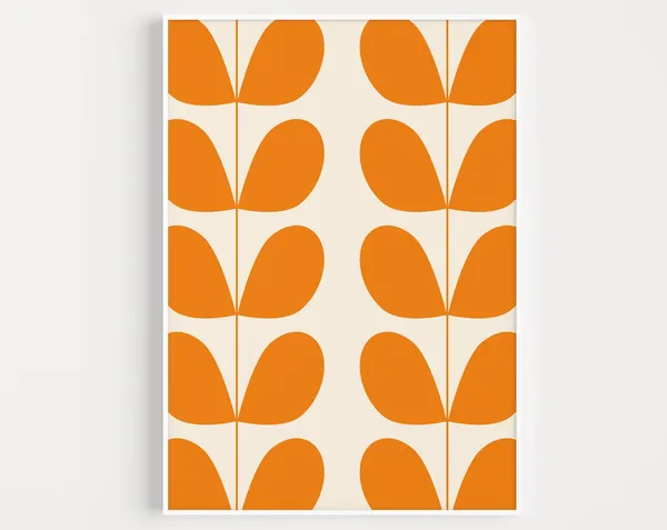Orange Leaf Mid-Century Modern Art Print