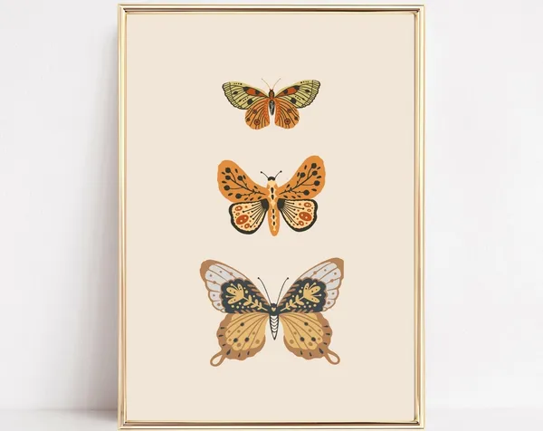 Butterfly Print, Mid Century Retro Art Print