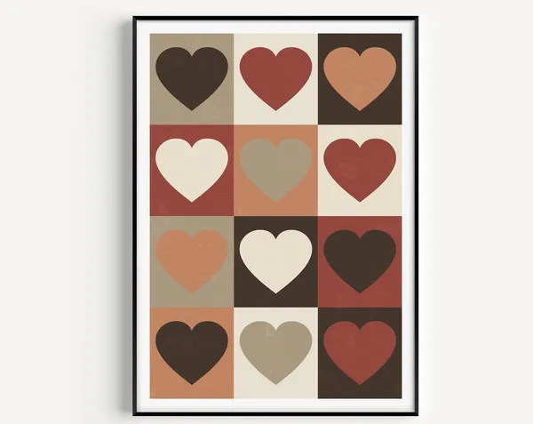 Minimalist Red Heart Wall Art Print, Scandinavian
