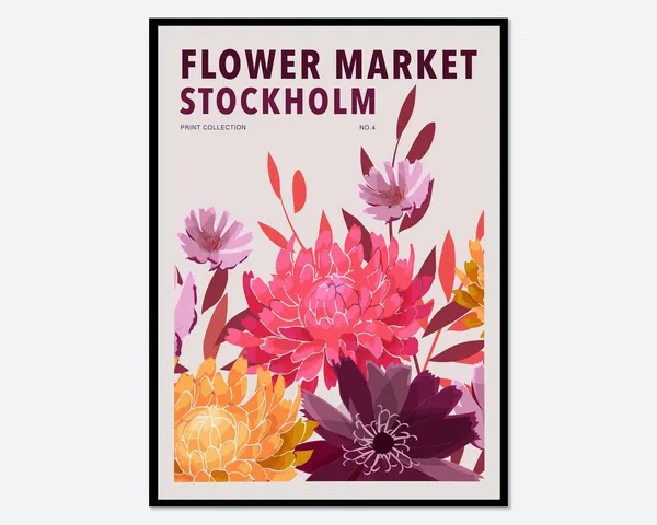 Flower Market Stockholm Colorful Botanical Poster Print