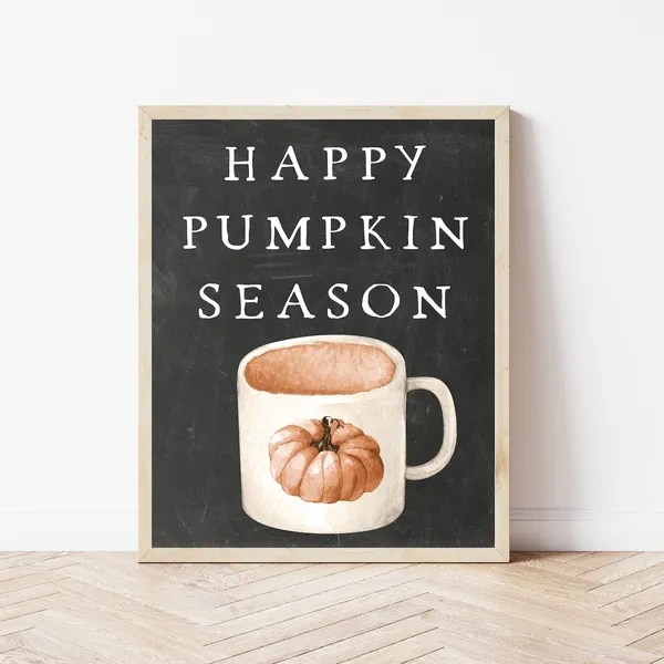 Pumpkin Decor, Minimalist Farmhouse Autumn Art Print
