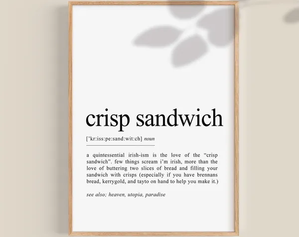Crisp Sandwich Irish Print, Funny Ireland Travel Poster