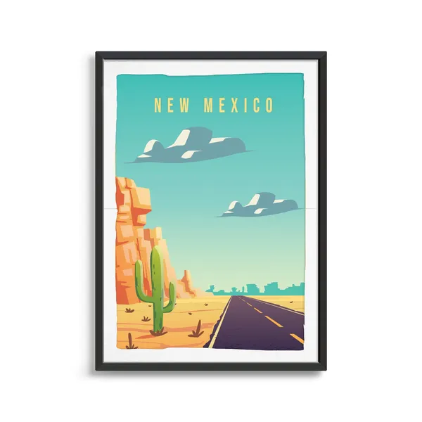 New Mexico State Travel Poster, State Art Print