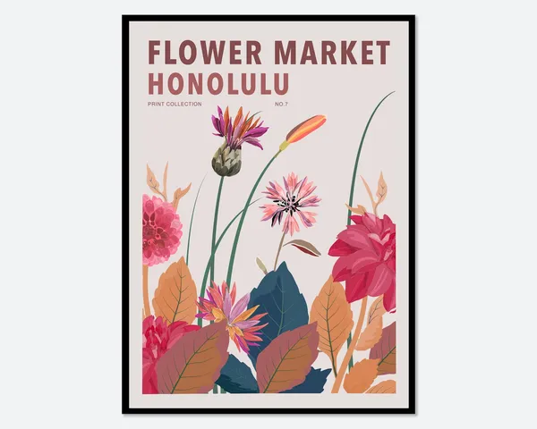 Flower Market Honolulu Botanical Art Print