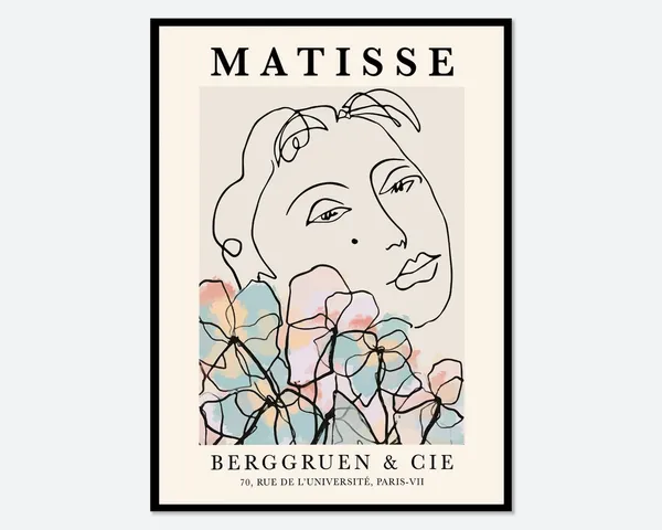 Henri Matisse Woman Flowers One Line Art Print