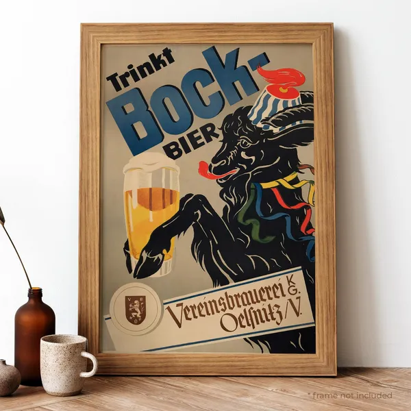 Trinkt Bockbier Vintage German Beer Travel Poster