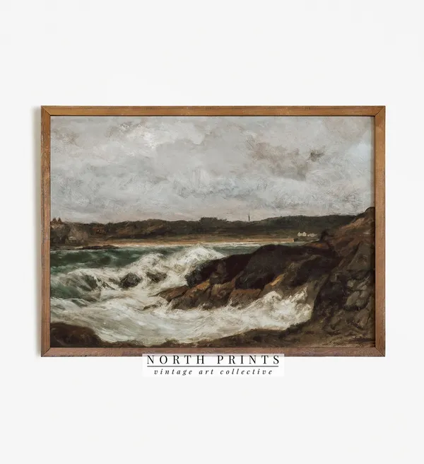 Moody Coastal Vintage Seascape Oil Painting Art Print