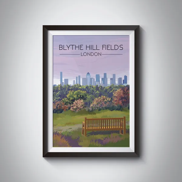 Blythe Hill Fields London Vintage Travel Poster