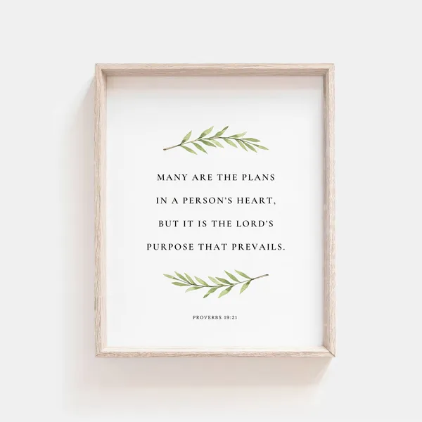 Proverbs 19:21 Botanical Scripture Wall Art Print