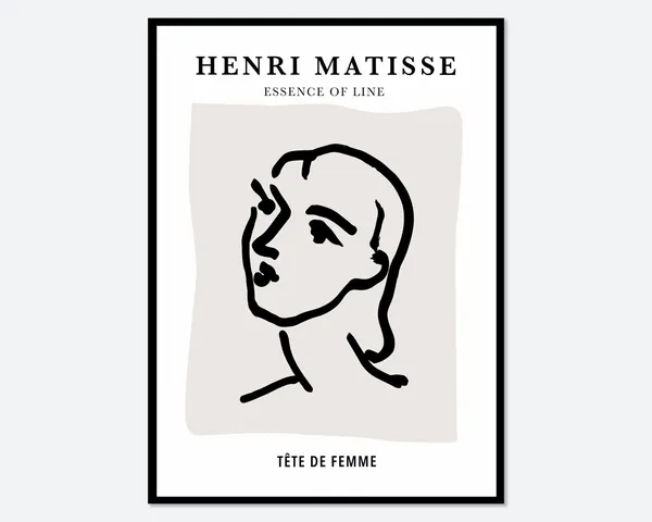 Matisse Single Line Woman Face Vintage Line Art Print