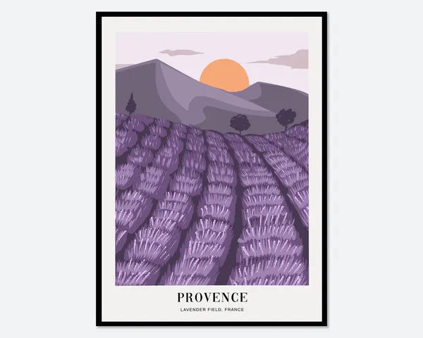 Lavender Field Provence France Boho Travel Poster