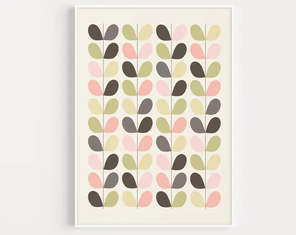 Pink Leaves Mid-Century Minimalist Modern Art Print
