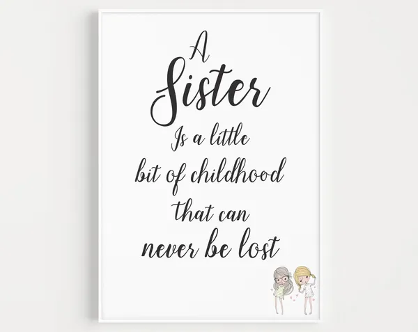 Sister Quote Typography Poster Print, Gift for Sister