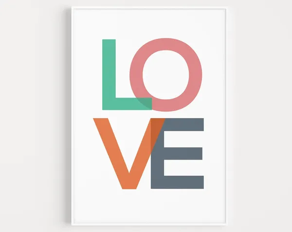 Love Wall Art Print, Scandinavian Minimalist Typography