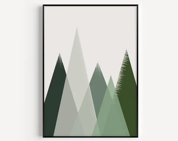 Green Mountain Minimalist Wall Art Print
