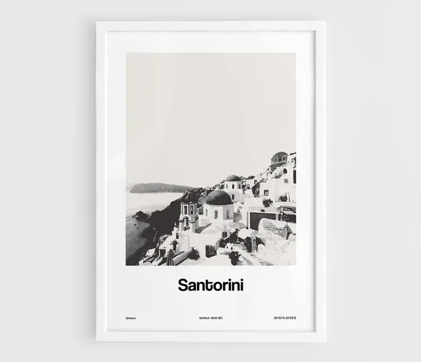 Santorini Skyline Minimalist Travel Poster, Greece