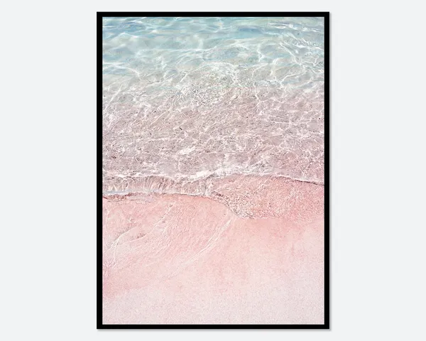 Pink Beach Ocean Waves Tropical Summer Art Print