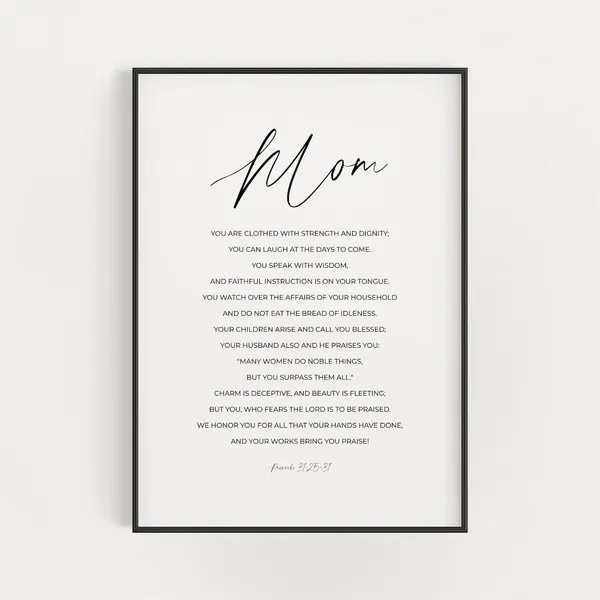 Proverbs 31:25 Personalized Mom Scripture Art Print