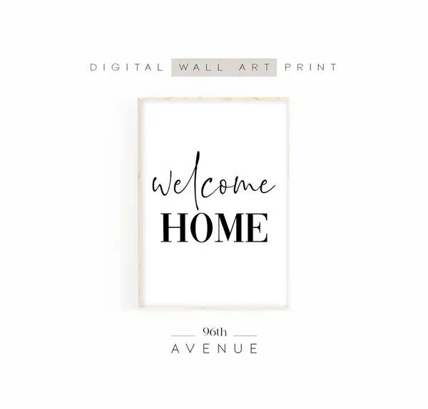 Welcome Home Typography Art Print, Entryway Decor