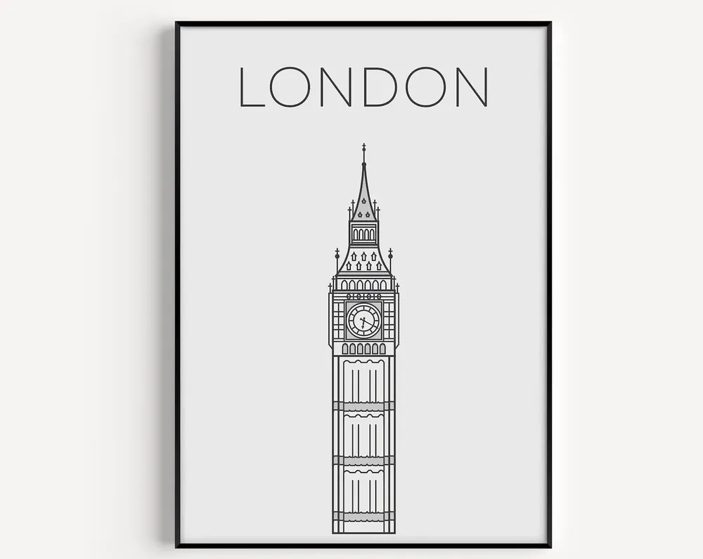 London Big Ben Travel Poster, London Wall Art Print