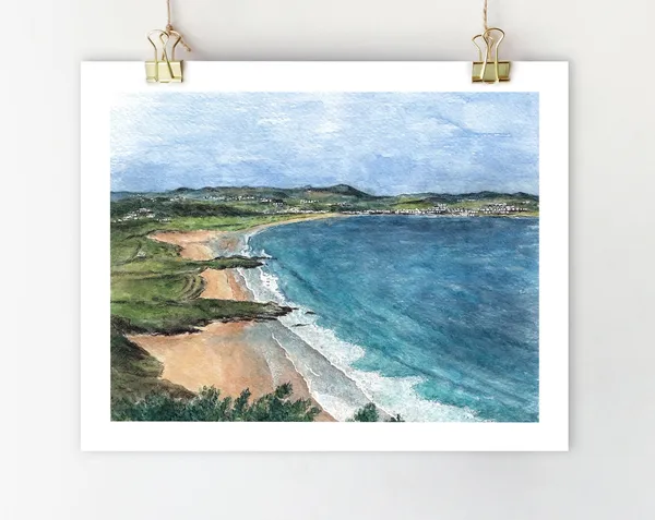Portsalon Ireland Watercolor Travel Poster, Donegal