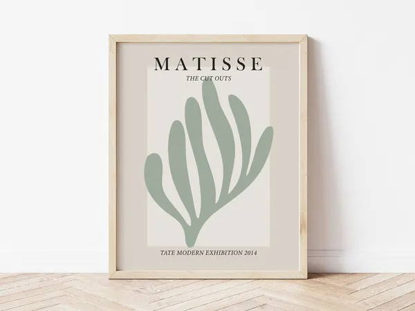 Matisse Cut-Out Leaf Exhibition Poster, Sage Green
