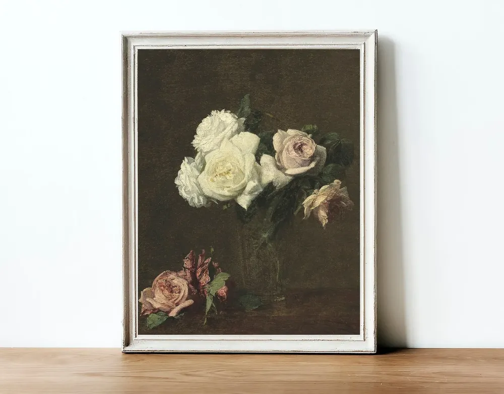 Moody Floral Painting, Vintage Botanical Art Print - Image 2