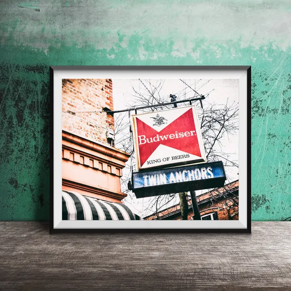 Twin Anchors Budweiser Chicago Bar Sign Art Print