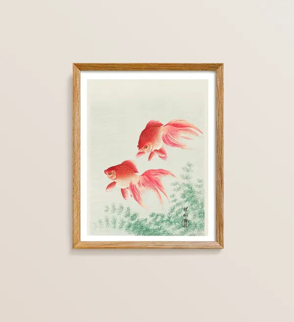 Japanese Fish Vintage Art Print, Japandi Wall Art