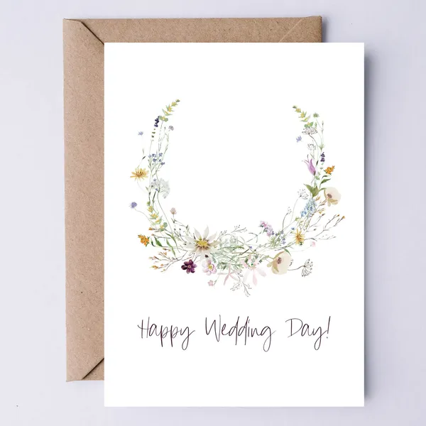 Happy Wedding Day Wildflower Wedding Art Print