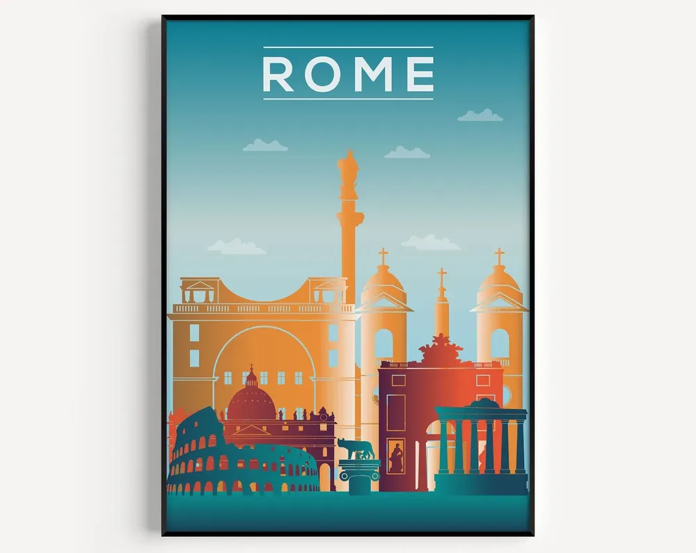 Rome Travel Poster, Italy Wall Art Print