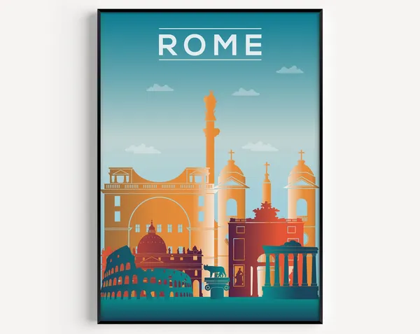 Rome Travel Poster, Italy Wall Art Print