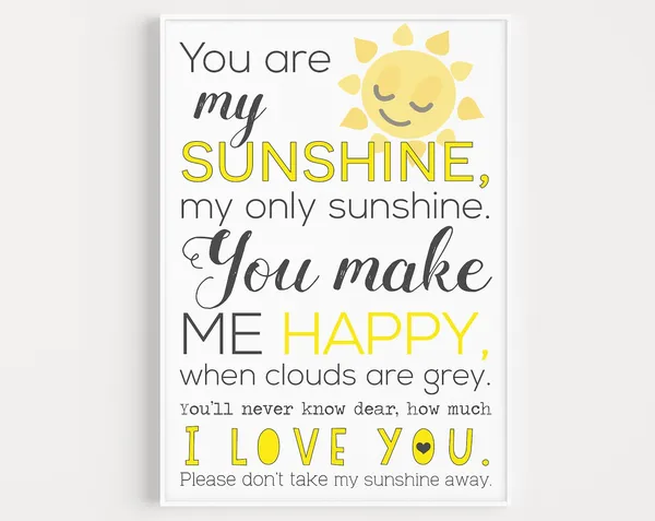 You Are My Sunshine Minimalist Quote Art Print