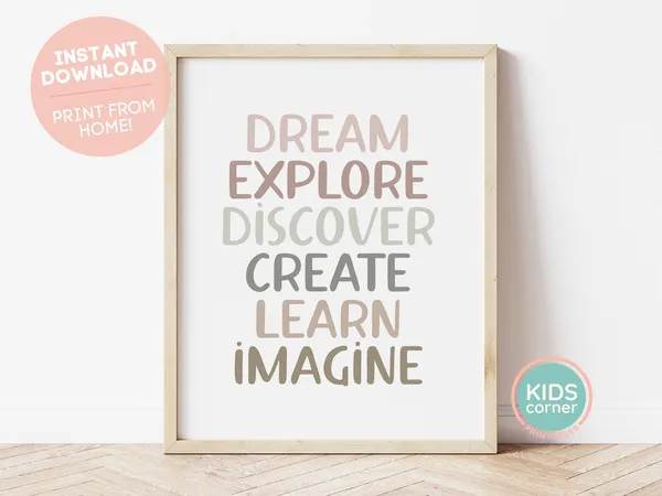 Dream Explore Discover Create Learn Imagine Art Print